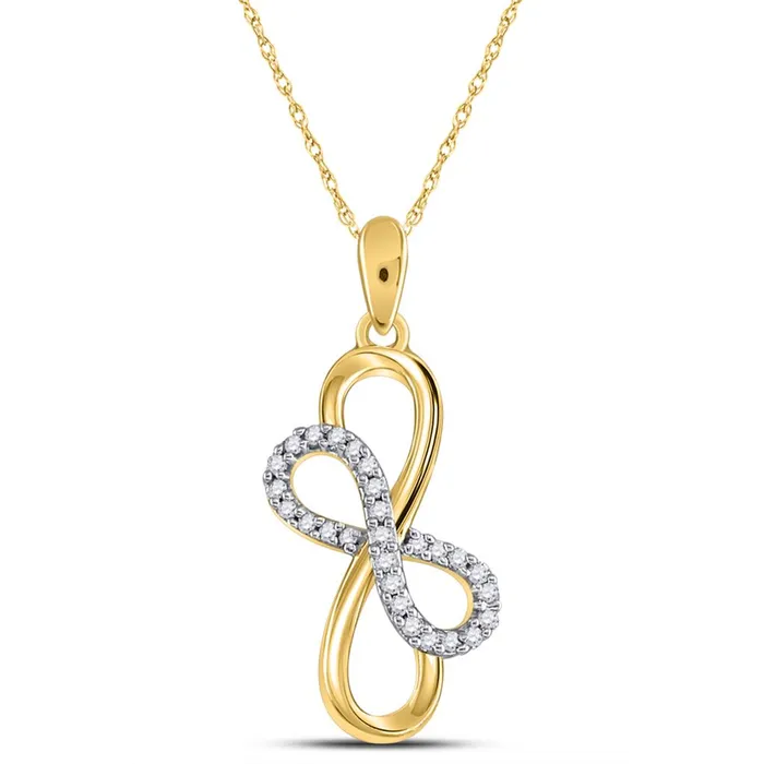 gndatlanta Necklaces 10k Yellow Gold Round Diamond Linked Double Infinity Pendant 16 Cttw gndatlanta Necklaces 10k Yellow Gold Round Diamond Linked Double Infinity Pendant 16 Cttw