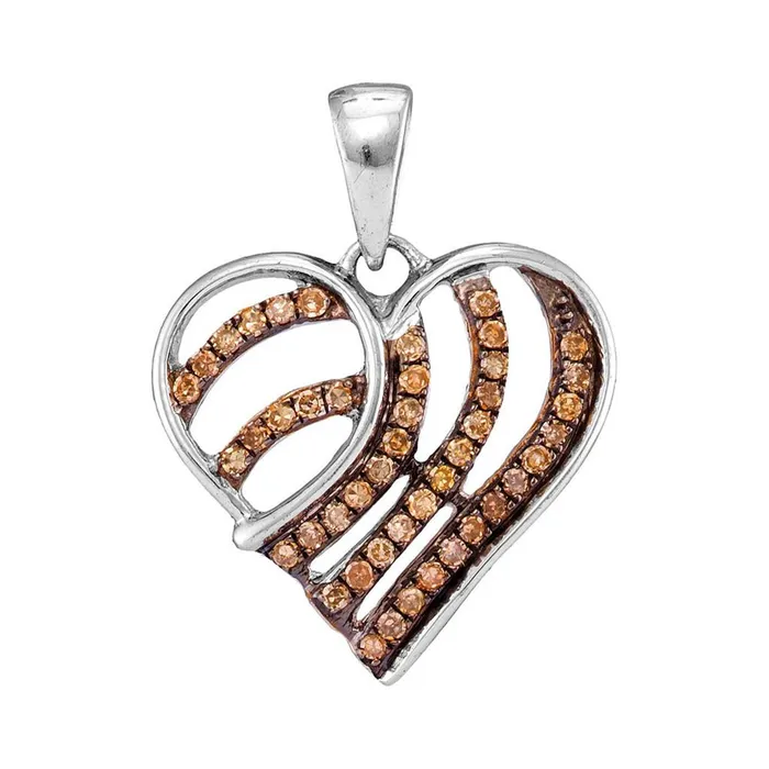 gndatlanta Necklaces 14k White Gold Brown Diamond Striped Heart Pendant 14 Cttw gndatlanta Necklaces 14k White Gold Brown Diamond Striped Heart Pendant 14 Cttw