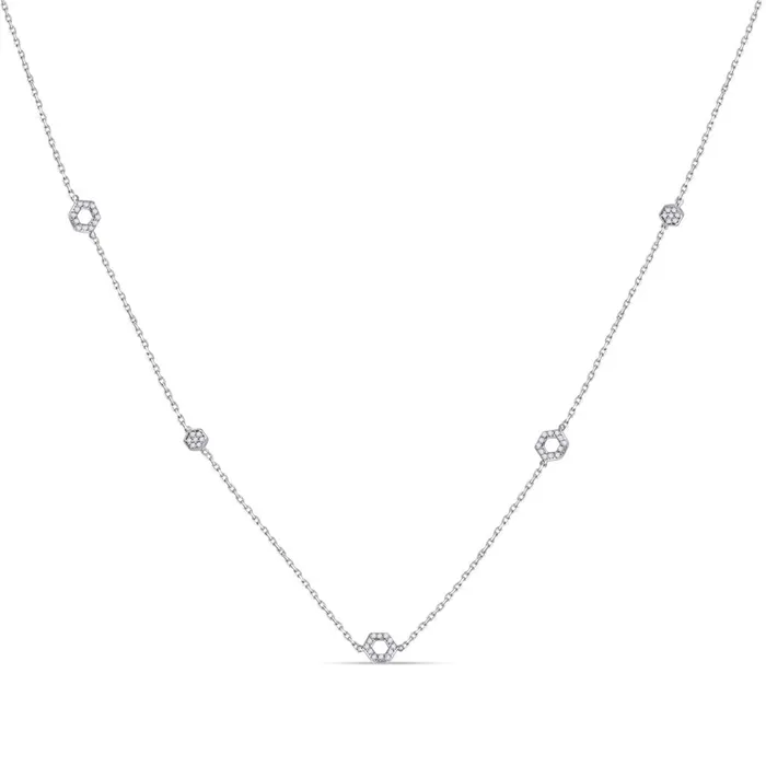 gndatlanta Necklaces 14k White Gold Round Diamond Geometric Fashion Necklace 14 Ctw gndatlanta Necklaces 14k White Gold Round Diamond Geometric Fashion Necklace 14 Ctw