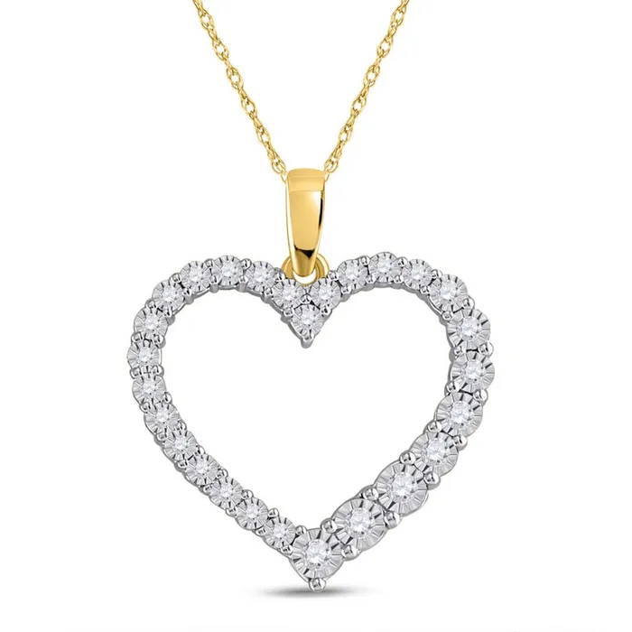 gndatlanta Necklaces 14k Yellow Gold Round Diamond Heart Pendant 16 Cttw gndatlanta Necklaces 14k Yellow Gold Round Diamond Heart Pendant 16 Cttw