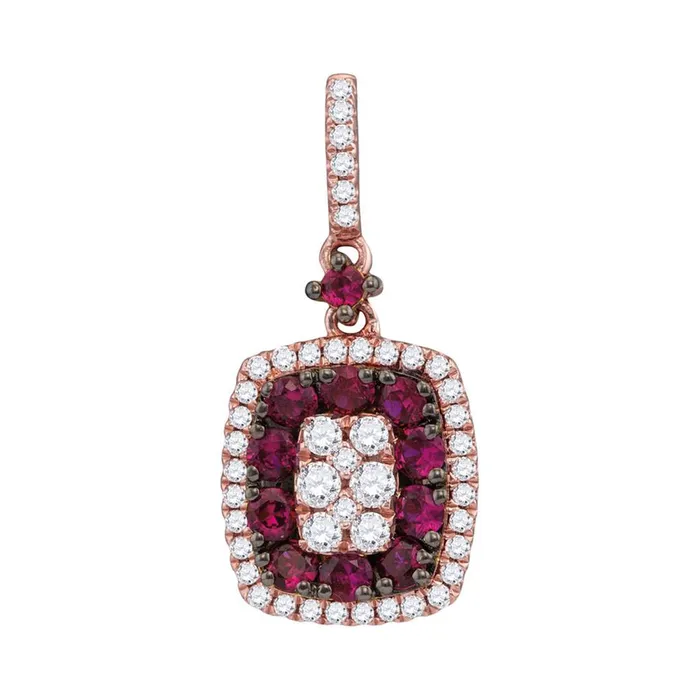 gndatlanta PreStyled Sets 18k Rose Gold Round Ruby Diamond Rectangle Cluster Pendant 1 Cttw gndatlanta PreStyled Sets 18k Rose Gold Round Ruby Diamond Rectangle Cluster Pendant 1 Cttw