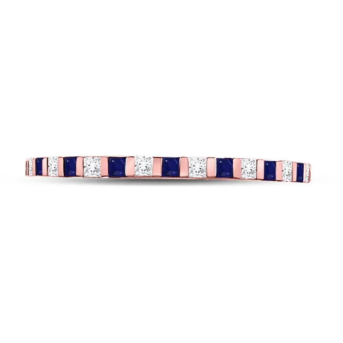 gndatlanta Rings 10k Rose Gold Princess Blue Sapphire Diamond Stackable Band Ring 38 Cttw gndatlanta Rings 10k Rose Gold Princess Blue Sapphire Diamond Stackable Band Ring 38 Cttw