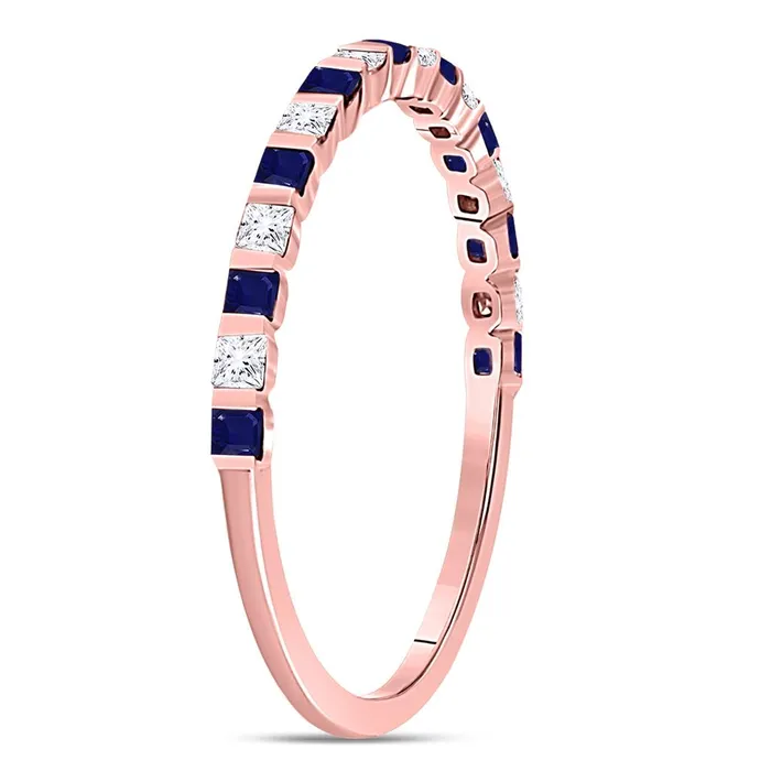 gndatlanta Rings 10k Rose Gold Princess Blue Sapphire Diamond Stackable Band Ring 38 Cttw