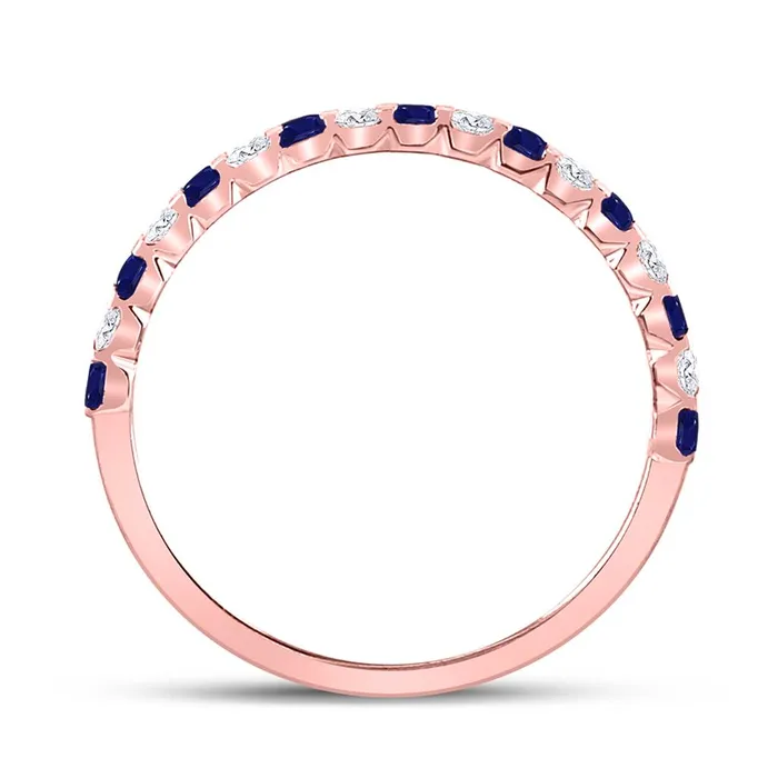 gndatlanta Rings 10k Rose Gold Princess Blue Sapphire Diamond Stackable Band Ring 38 Cttw