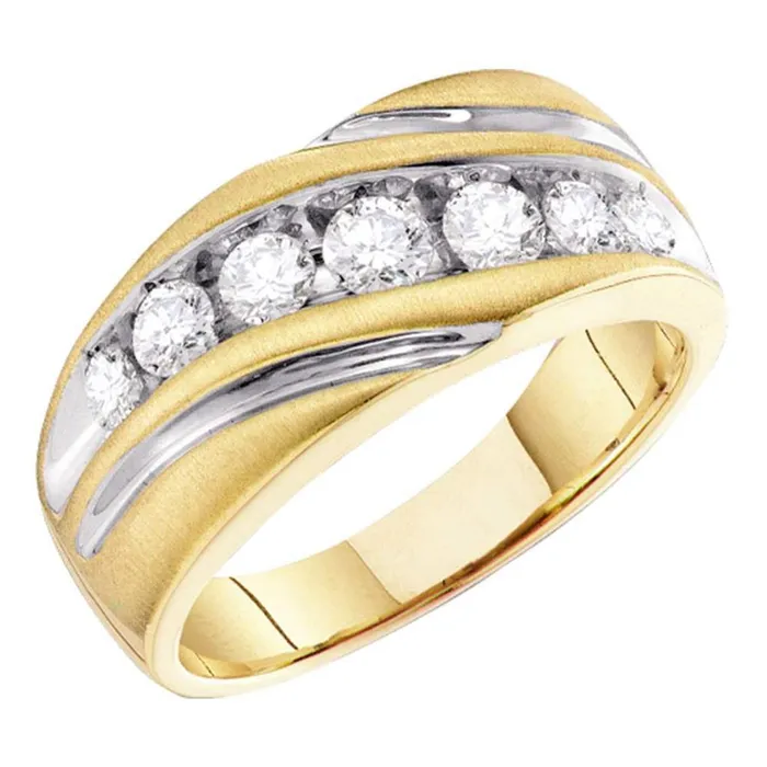 gndatlanta Rings 10k Yellow Gold Round Diamond 10mm 2tone Wedding Band 1 Cttw gndatlanta Rings 10k Yellow Gold Round Diamond 10mm 2tone Wedding Band 1 Cttw