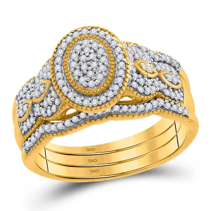 gndatlanta Rings 10k Yellow Gold Round Diamond 3Piece Bridal Wedding Ring Set 38 Cttw gndatlanta Rings 10k Yellow Gold Round Diamond 3Piece Bridal Wedding Ring Set 38 Cttw