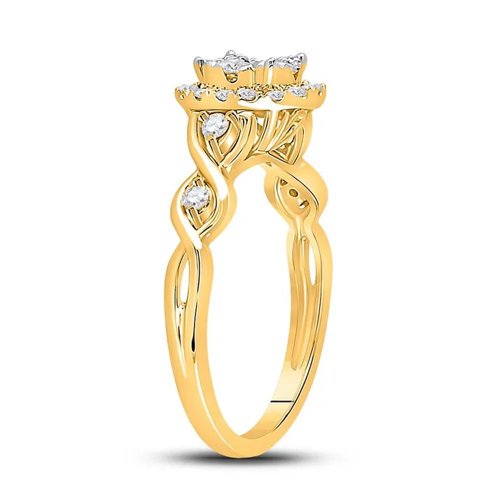 gndatlanta Rings 10k Yellow Gold Round Diamond Cluster Halo Ring 12 Cttw