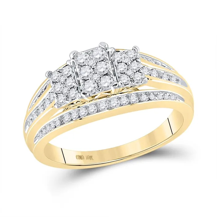 gndatlanta Rings 10k Yellow Gold Round Diamond Cluster Ring 12 Cttw