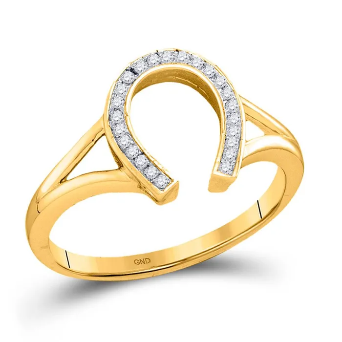 gndatlanta Rings 10k Yellow Gold Round Diamond Horseshoe Lucky Ring 120 Cttw gndatlanta Rings 10k Yellow Gold Round Diamond Horseshoe Lucky Ring 120 Cttw