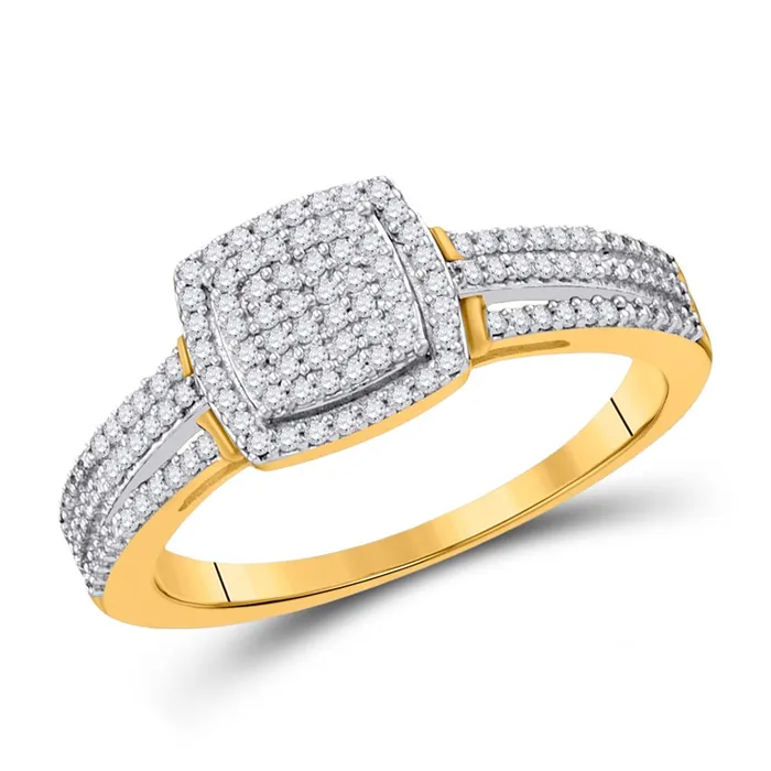gndatlanta Rings 10k Yellow Gold Round Diamond Square Bridal Engagement Ring 14 Cttw gndatlanta Rings 10k Yellow Gold Round Diamond Square Bridal Engagement Ring 14 Cttw
