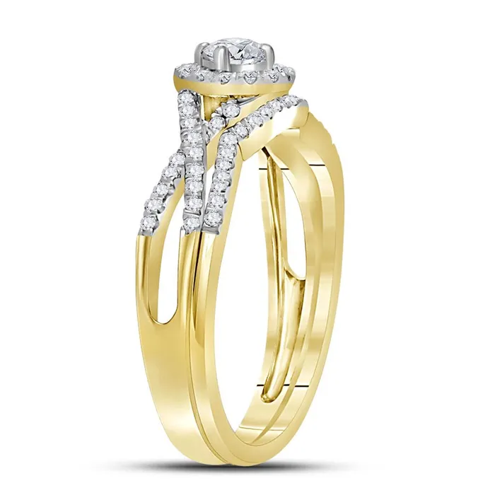 gndatlanta Rings 10k Yellow Gold Round Diamond Twist Bridal Wedding Ring Set 12 Cttw Certified