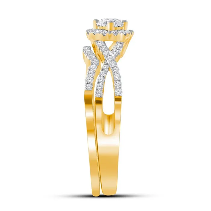 gndatlanta Rings 10k Yellow Gold Round Diamond Twist Bridal Wedding Ring Set 12 Cttw Certified