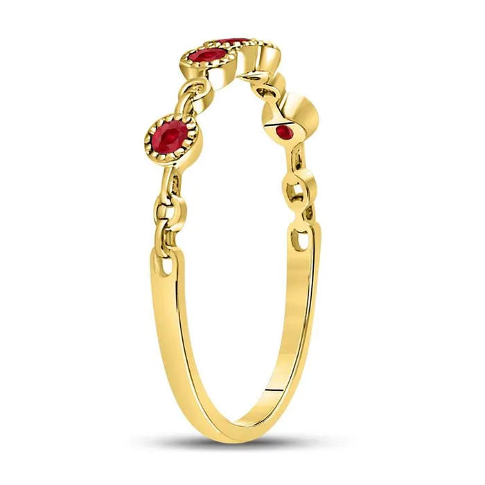 gndatlanta Rings 10kt Yellow Gold Round Ruby Dot Stackable Band Ring 15 Cttw
