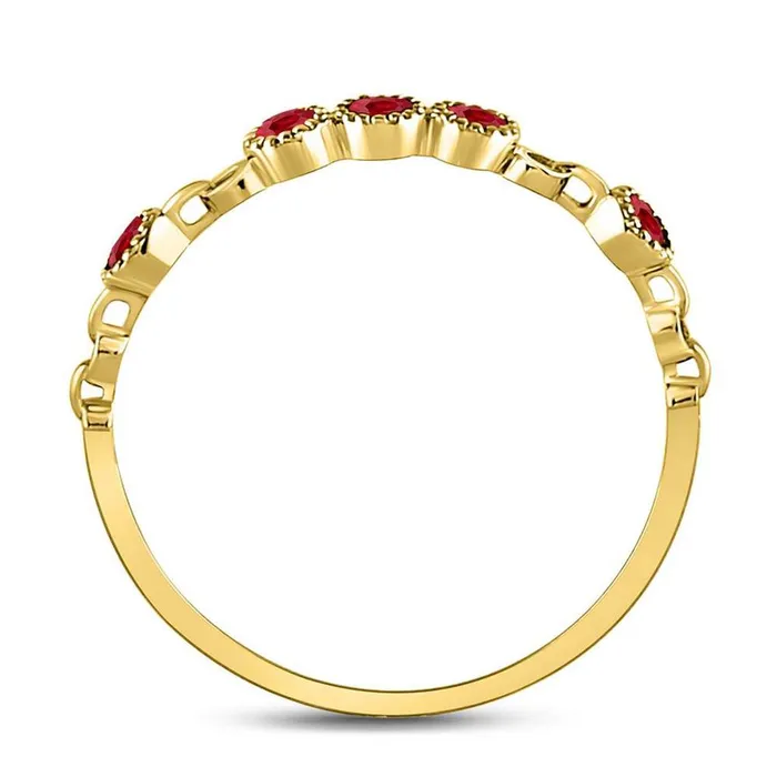 gndatlanta Rings 10kt Yellow Gold Round Ruby Dot Stackable Band Ring 15 Cttw