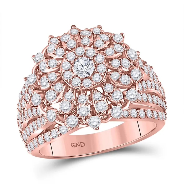 gndatlanta Rings 14k Rose Gold Round Diamond Solitaire Bridal Engagement Ring 2 Cttw