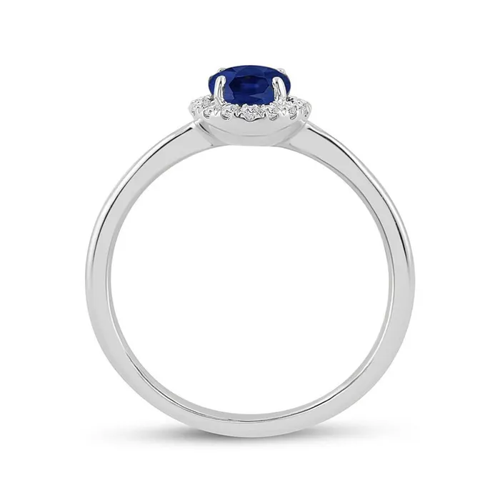 gndatlanta Rings 14k White Gold Round Blue Sapphire Diamond Halo Ring 78 Cttw