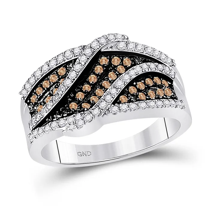 gndatlanta Rings 14k White Gold Round Brown Diamond Fashion Ring 34 Cttw gndatlanta Rings 14k White Gold Round Brown Diamond Fashion Ring 34 Cttw
