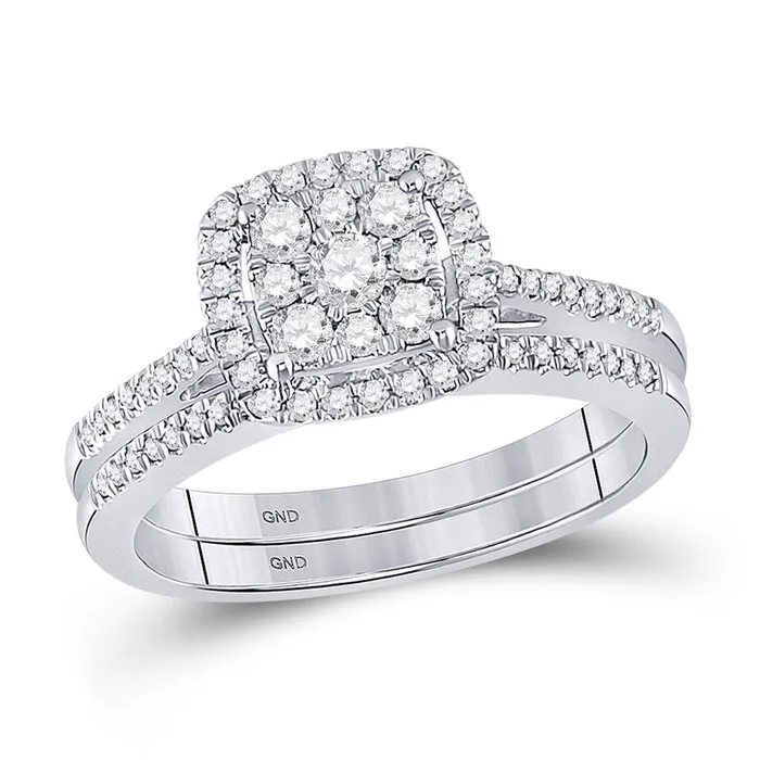 gndatlanta Rings 14k White Gold Round Diamond Bridal Wedding Ring Set 12 Cttw gndatlanta Rings 14k White Gold Round Diamond Bridal Wedding Ring Set 12 Cttw