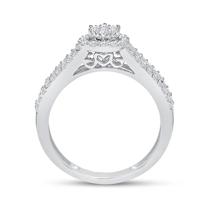 gndatlanta Rings 14k White Gold Round Diamond Bridal Wedding Ring Set 138 Cttw