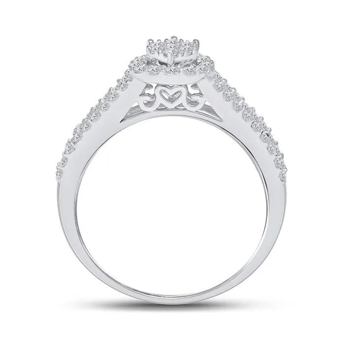 gndatlanta Rings 14k White Gold Round Diamond Bridal Wedding Ring Set 138 Cttw