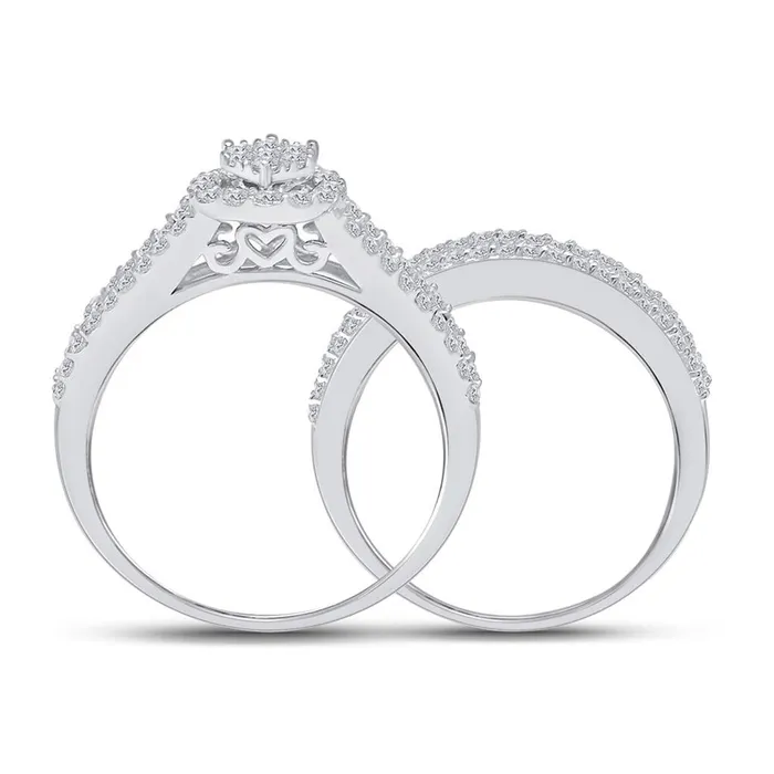 gndatlanta Rings 14k White Gold Round Diamond Bridal Wedding Ring Set 138 Cttw