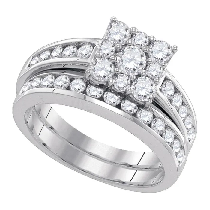 gndatlanta Rings 14k White Gold Round Diamond Halo Bridal Wedding Ring Set 112 Cttw gndatlanta Rings 14k White Gold Round Diamond Halo Bridal Wedding Ring Set 112 Cttw