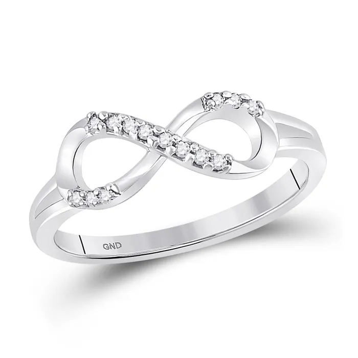 gndatlanta Rings 14k White Gold Round Diamond Infinity Ring 112 Cttw Size 6