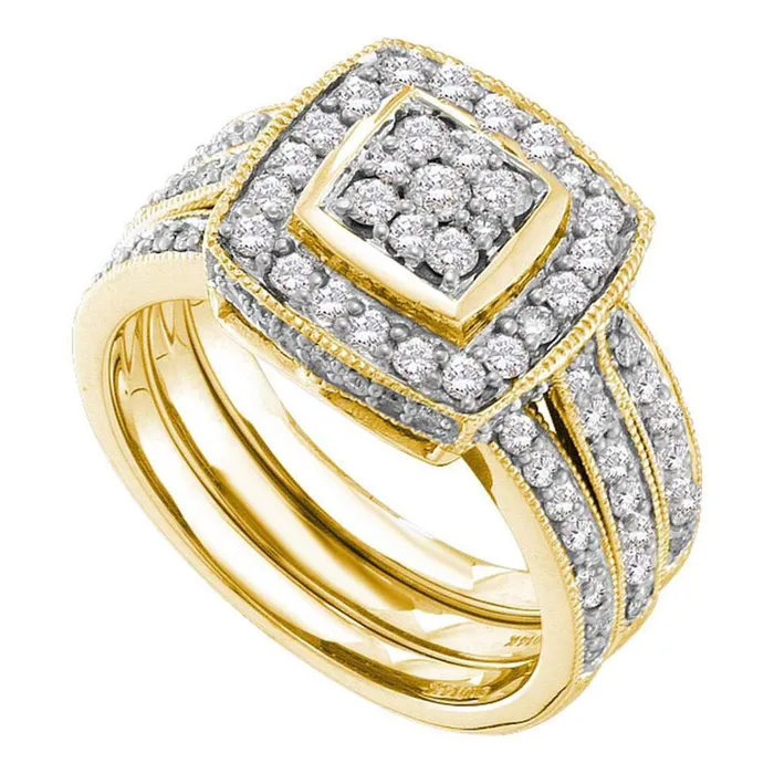 gndatlanta Rings 14k Yellow Gold Diamond 3Piece Wedding Bridal Engagement Ring Set 1 Cttw gndatlanta Rings 14k Yellow Gold Diamond 3Piece Wedding Bridal Engagement Ring Set 1 Cttw