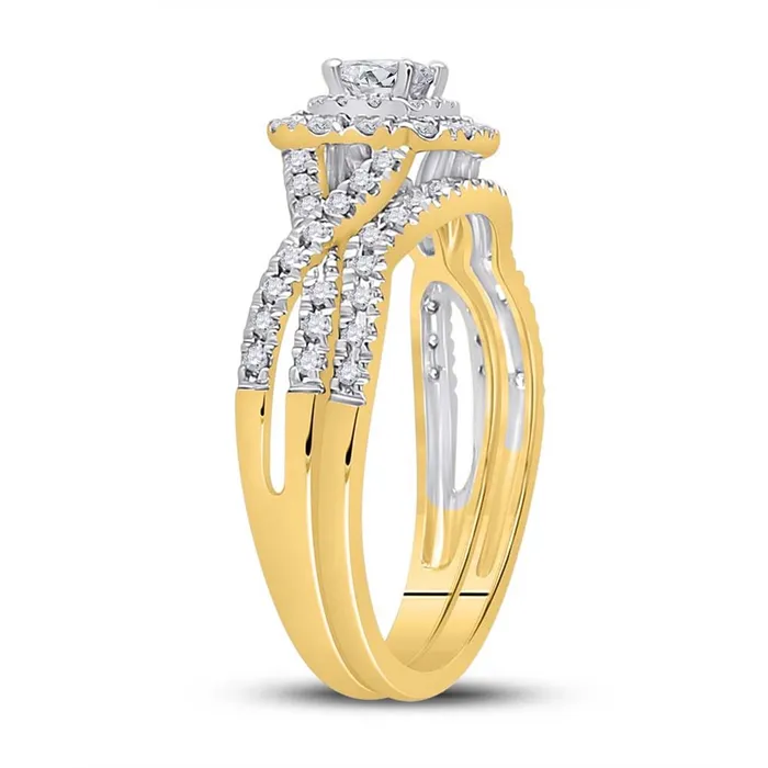gndatlanta Rings 14k Yellow Gold Princess Diamond Bridal Wedding Ring Set 12 Cttw