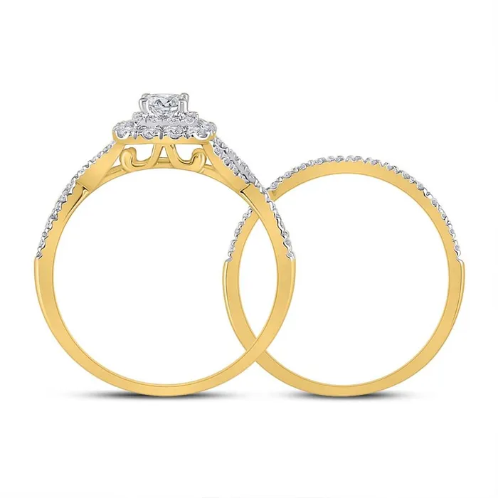 gndatlanta Rings 14k Yellow Gold Princess Diamond Bridal Wedding Ring Set 12 Cttw