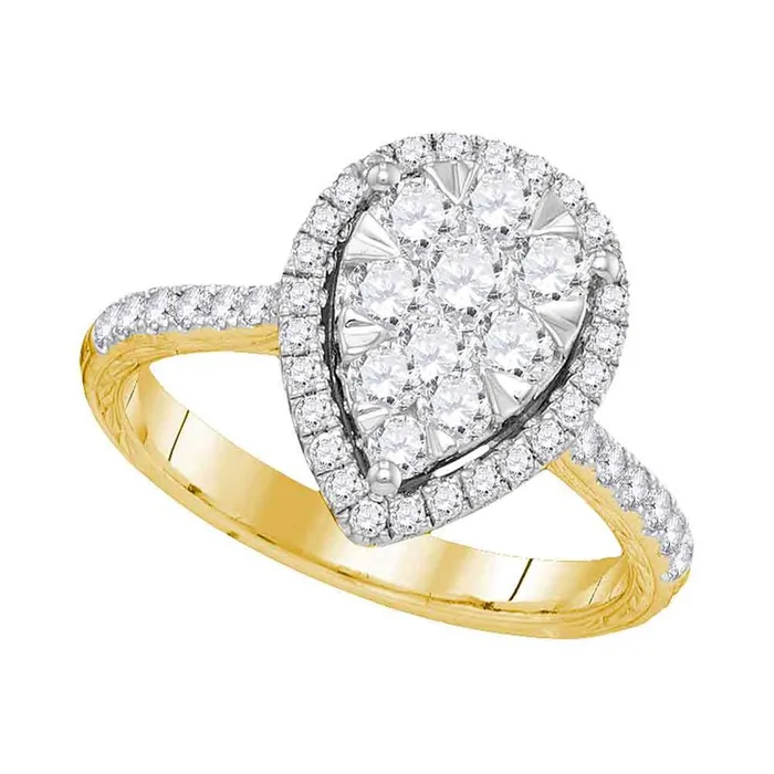 gndatlanta Rings 14k Yellow Gold Round Diamond Teardrop Bridal Engagement Ring 1 Cttw gndatlanta Rings 14k Yellow Gold Round Diamond Teardrop Bridal Engagement Ring 1 Cttw