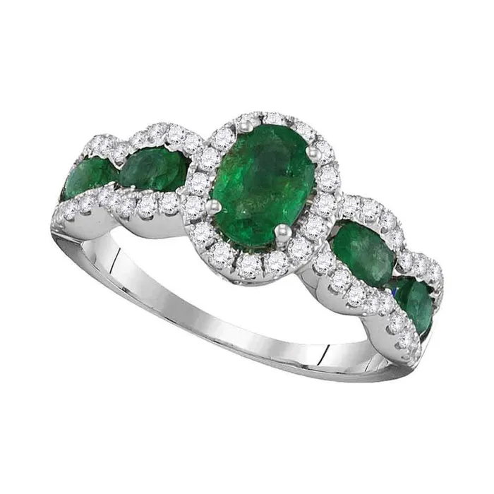 gndatlanta Rings 18k White Gold Oval Emerald Diamond Solitaire Ring 134 Cttw