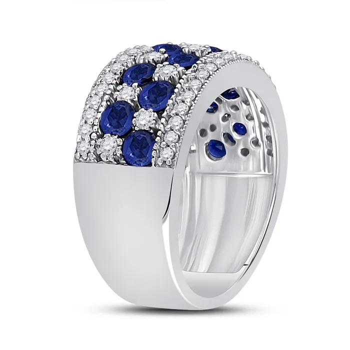 gndatlanta Rings Sterling Silver Round Created Blue Sapphire Band Ring 238 Cttw