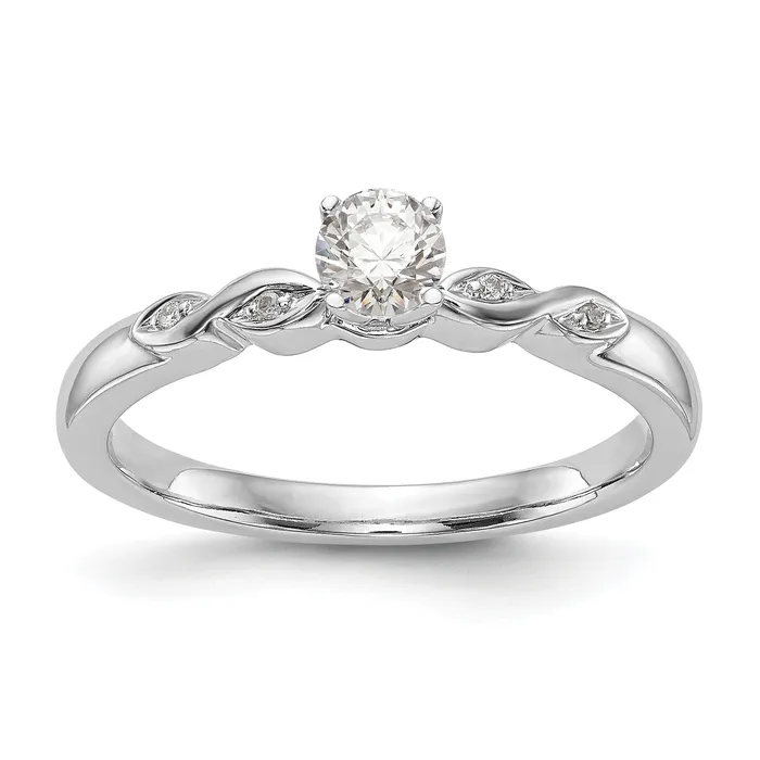 Goldia 002ct CZ Solid Real 14k White Gold Engagement Ring Rings
