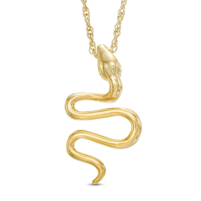 Goldia 007 CT TW Enhanced Black Natural Diamond Snake Pendant in 10K Yellow Gold Necklaces Goldia 007 CT TW Enhanced Black Natural Diamond Snake Pendant in 10K Yellow Gold Necklaces