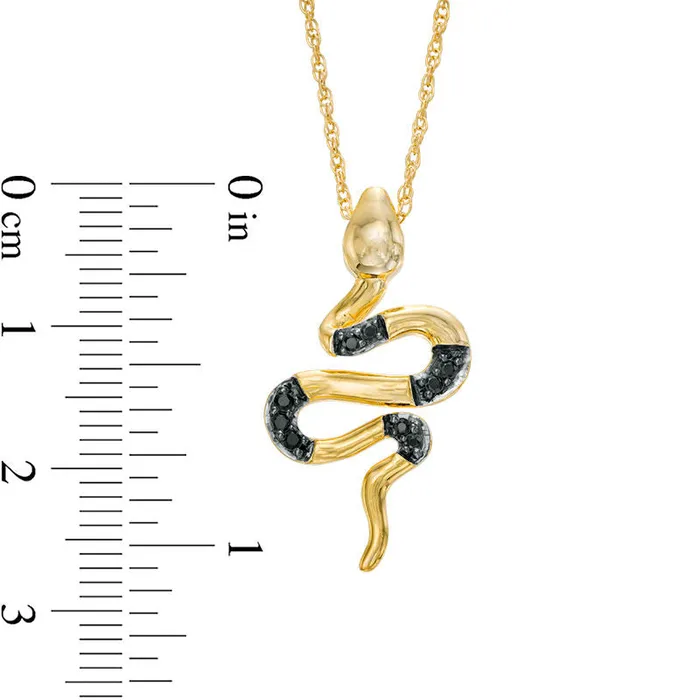 Goldia 007 CT TW Enhanced Black Natural Diamond Snake Pendant in 10K Yellow Gold Necklaces Goldia 007 CT TW Enhanced Black Natural Diamond Snake Pendant in 10K Yellow Gold Necklaces