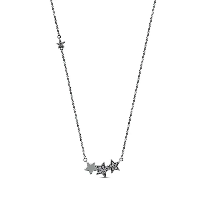 Goldia 01 CT TW Natural Diamond Star Trio with Offset Accent Celestial Necklace in Sterling Silver Necklaces Goldia 01 CT TW Natural Diamond Star Trio with Offset Accent Celestial Necklace in Sterling Silver Necklaces