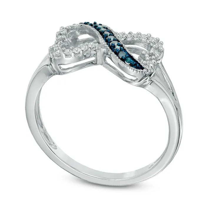 Goldia 017 CT TW Enhanced Blue and White Natural Diamond Sideways Heart Infinity Ring in Sterling Silver Rings Goldia 017 CT TW Enhanced Blue and White Natural Diamond Sideways Heart Infinity Ring in Sterling Silver Rings