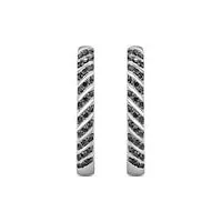 Goldia 02 CT TW Enhanced Black Diamond Striped Hoop Earrings in Sterling Silver Earrings Goldia 02 CT TW Enhanced Black Diamond Striped Hoop Earrings in Sterling Silver Earrings