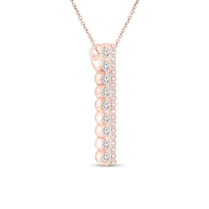 Goldia 025 CT TW Natural Diamond Vertical Bar Pendant in 10K Rose Gold Necklaces Goldia 025 CT TW Natural Diamond Vertical Bar Pendant in 10K Rose Gold Necklaces