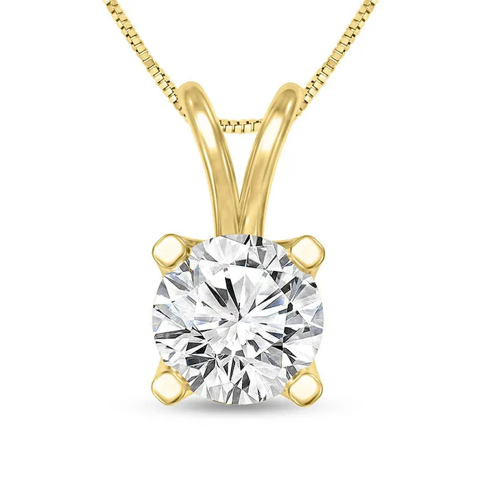 Goldia 05 CT Certified Natural Clarity Enhanced Solitaire Pendant in 14K Gold IVS2 Necklaces Goldia 05 CT Certified Natural Clarity Enhanced Solitaire Pendant in 14K Gold IVS2 Necklaces