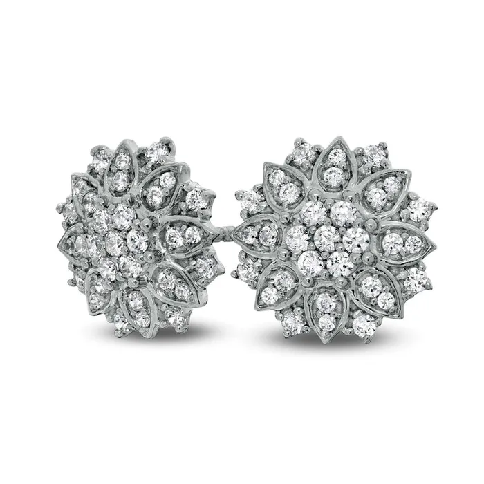 Goldia 05 CT TW Composite Diamond Flower Stud Earrings in 10K White Gold Earrings Goldia 05 CT TW Composite Diamond Flower Stud Earrings in 10K White Gold Earrings