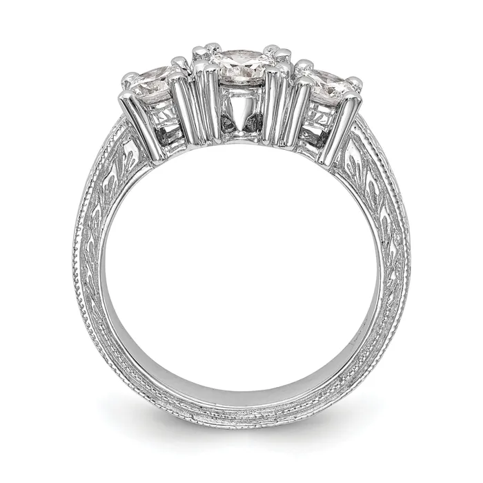 Goldia 050ct CZ Solid Real 14K White Gold 3Stone Engagement Ring Rings