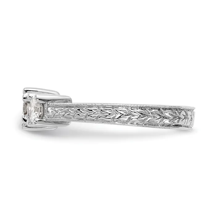 Goldia 050ct CZ Solid Real 14K White Gold 3Stone Engagement Ring Rings