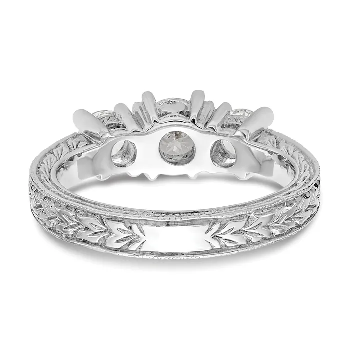 Goldia 050ct CZ Solid Real 14K White Gold 3Stone Engagement Ring Rings