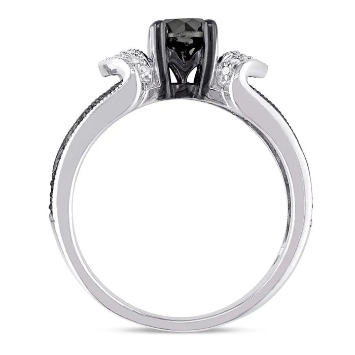 Goldia 10 CT TW Enhanced Black and White Natural Diamond Split Shank Engagement Ring in Sterling Silver Rings Goldia 10 CT TW Enhanced Black and White Natural Diamond Split Shank Engagement Ring in Sterling Silver Rings