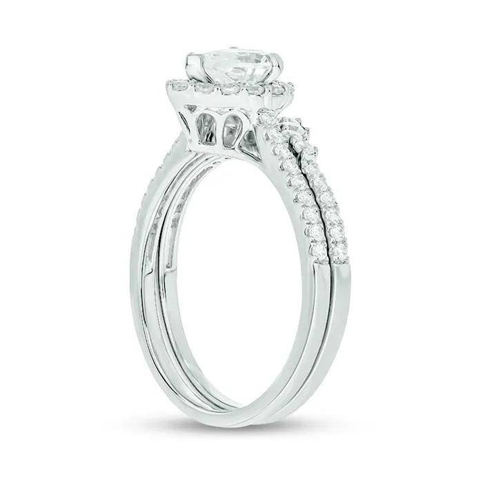 Goldia 10 CT TW PearShaped Natural Diamond Frame Contour Bridal Engagement Ring Set in Solid 14K White Gold II2 Rings Goldia 10 CT TW PearShaped Natural Diamond Frame Contour Bridal Engagement Ring Set in Solid 14K White Gold II2 Rings