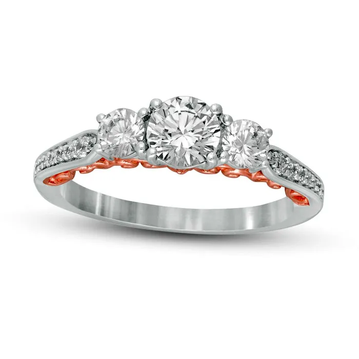 Goldia 125 CT TW Natural Diamond Three Stone Filigree Engagement Ring in Solid 14K TwoTone Gold Rings Goldia 125 CT TW Natural Diamond Three Stone Filigree Engagement Ring in Solid 14K TwoTone Gold Rings