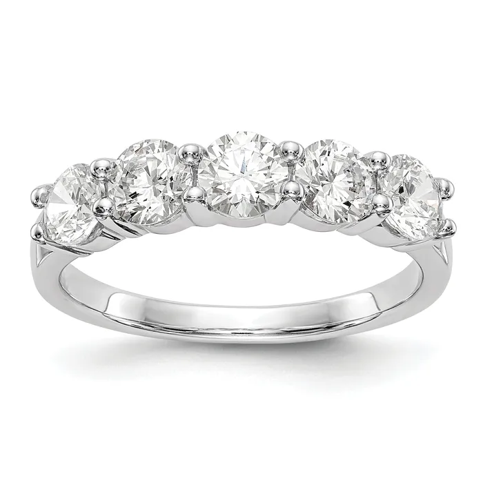 Goldia 133ct CZ Solid Real 14K White Gold 5Stone Wedding Band Ring Rings