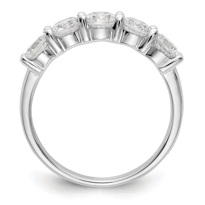 Goldia 133ct CZ Solid Real 14K White Gold 5Stone Wedding Band Ring Rings
